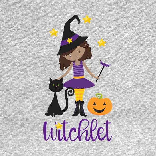 Witchy Gift Kid Witch Halloween Pumpkin Design Black Cat Spooky Autumn Design by InnerMagic